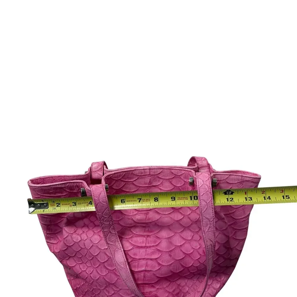 Claudia Firenze Pink Leather Python Embossed Tote Bag Italy Made  Shoulder Purse